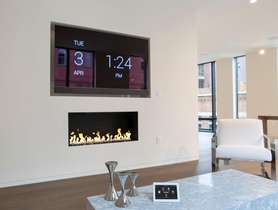 At our client’s ultra-luxury condo in Boston, we integrated a recessed 75” Sony TV and custom Triad soundbar.