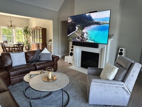 Sony TV, Future Automation mount, Totem speakers, powered by Crestron Home.