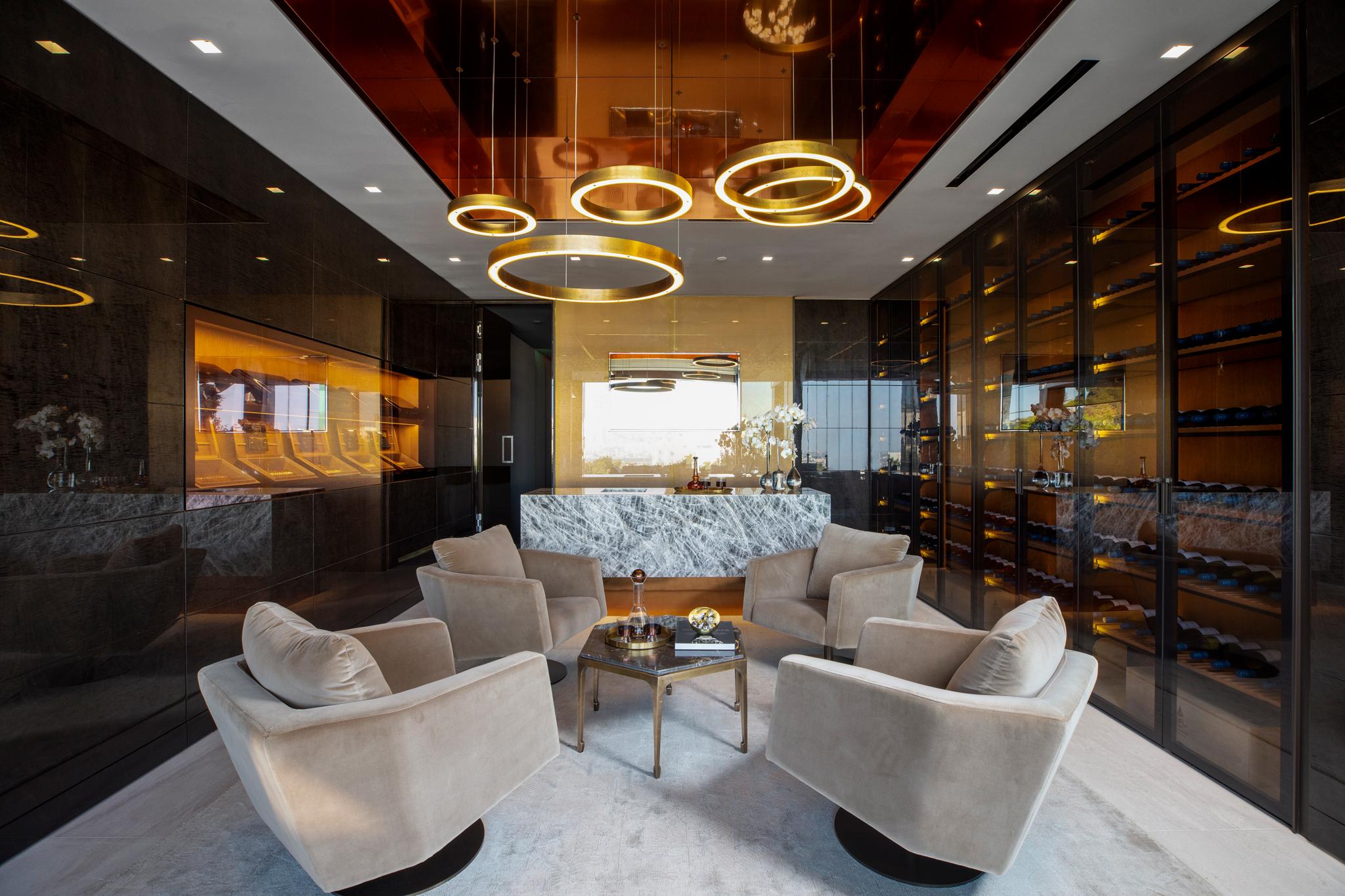Colorbeam Lighting Recessed downlights, tape light, and decorative pendant fixtures.