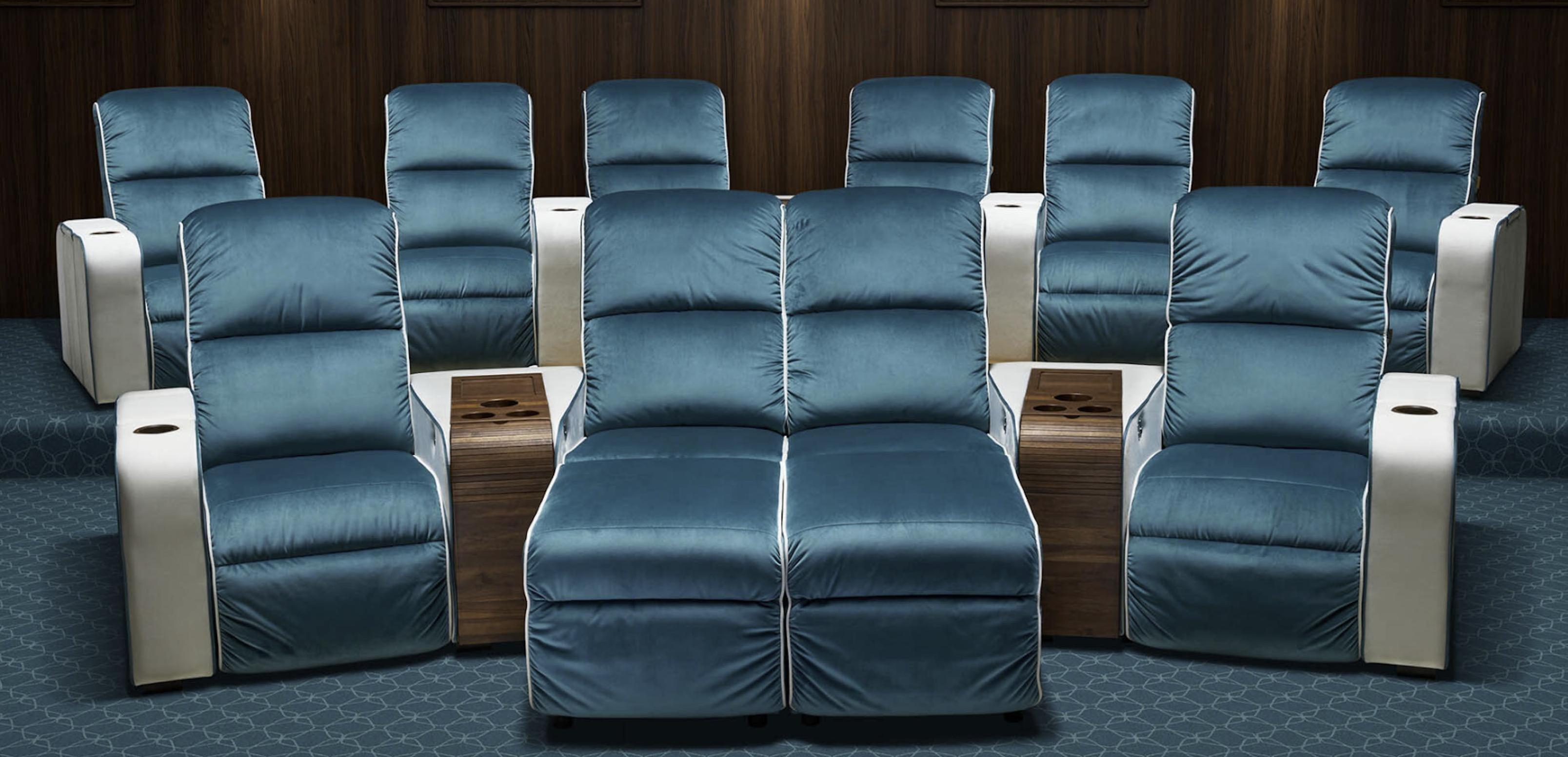 Moovia Smart home cinema furniture with USB, touch control, and Qi wireless charging for ultimate convenience.