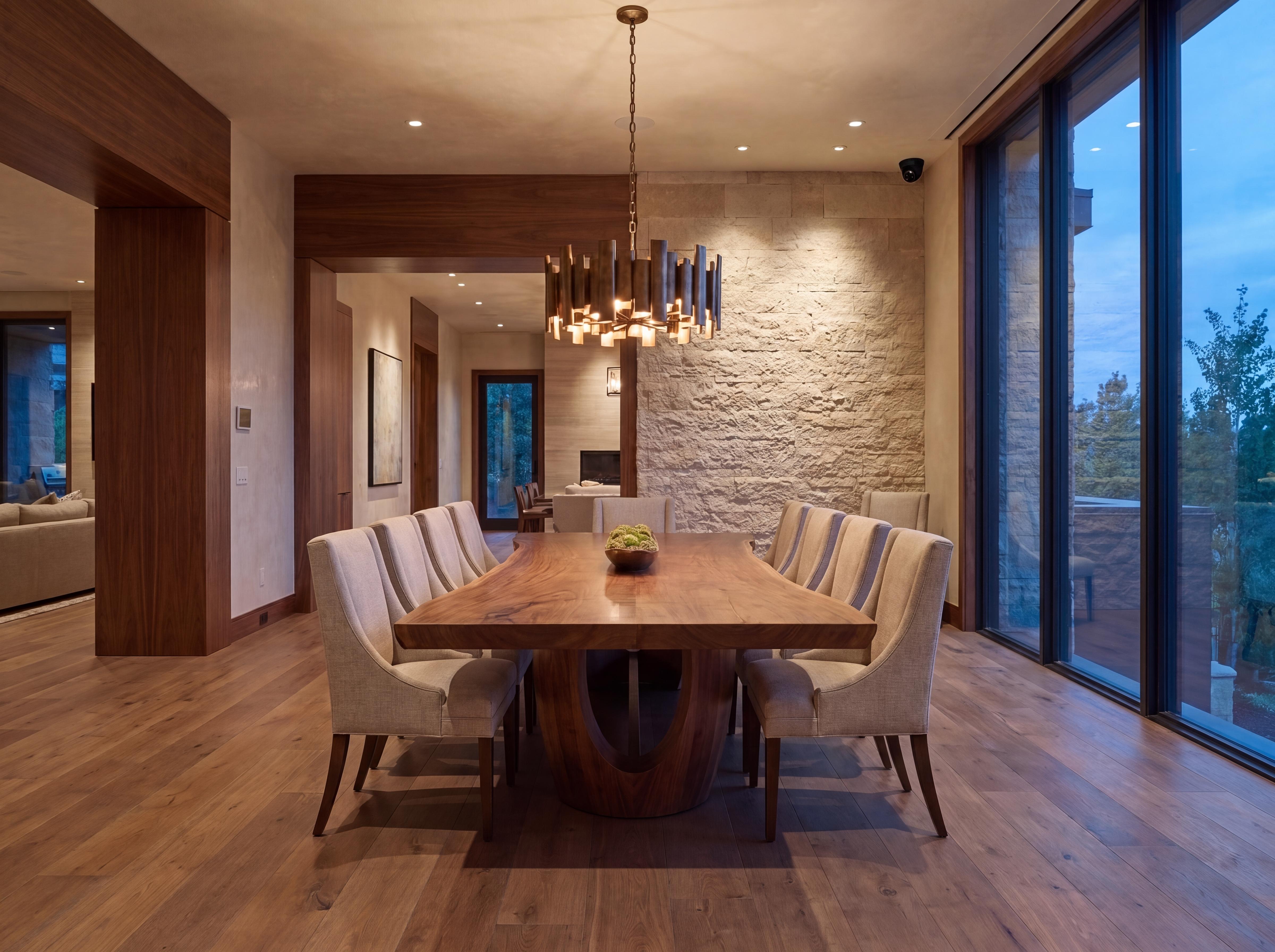 IC Realtime Indoor black security camera discreetly ceiling-mounted in the dining room for secure interior monitoring