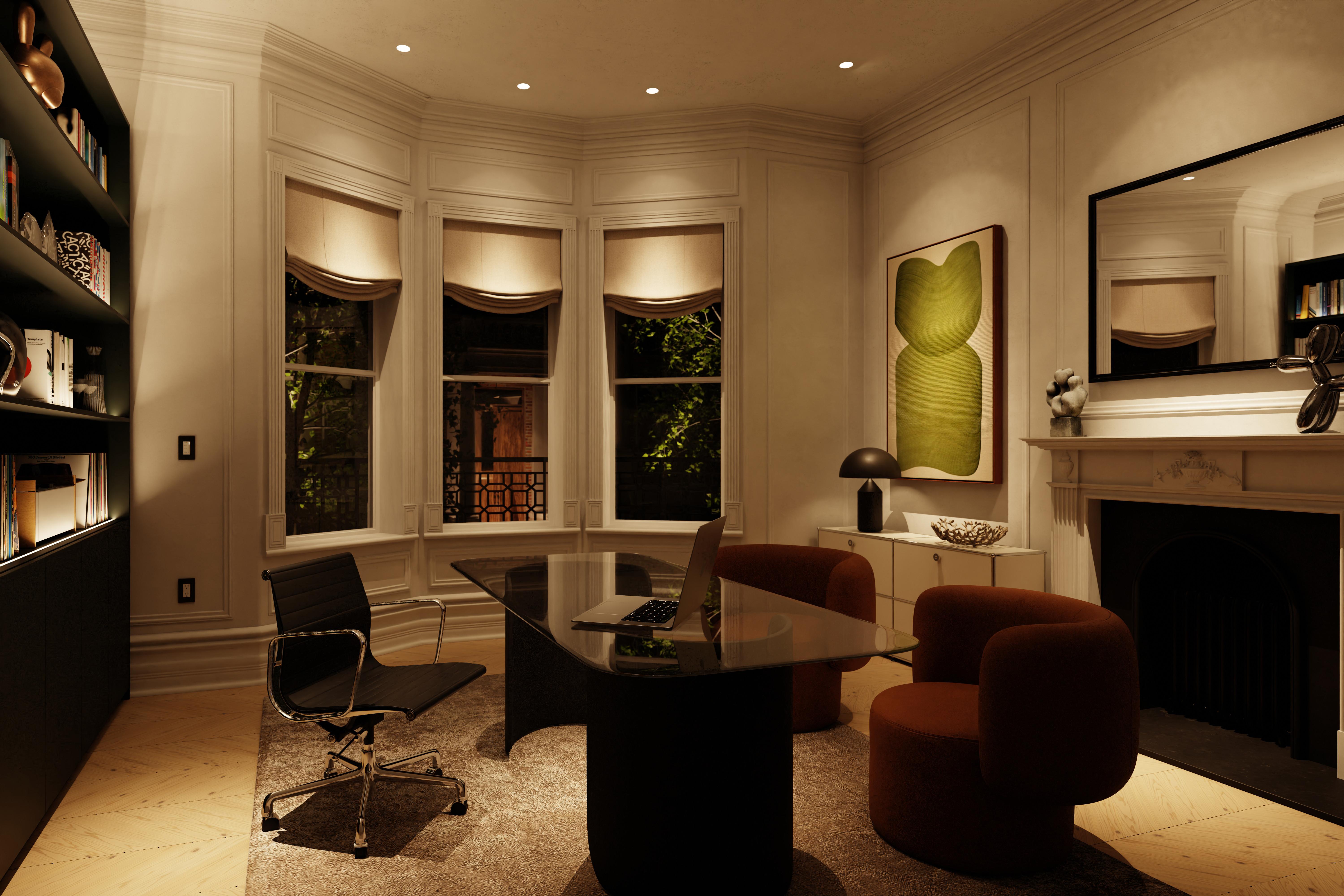 Lutron Ketra D2 Downlights, Sunnata Keypad, Lumaris Tunable White Tape Light, Roman Shades