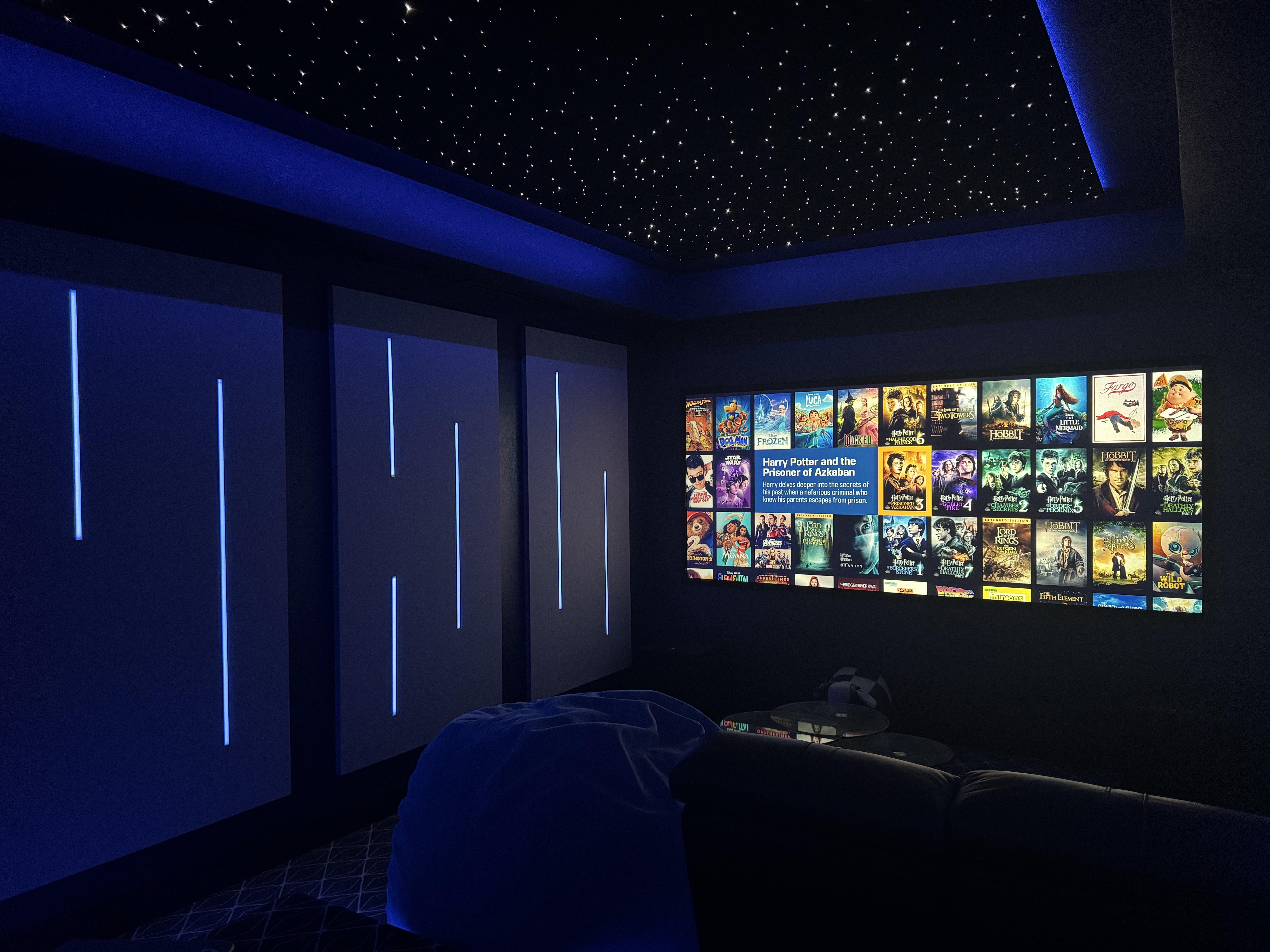 WH Technologies Full 9.4.2 Surround System with Acoustic Innovation Panels, Star Ceiling and LED lighting